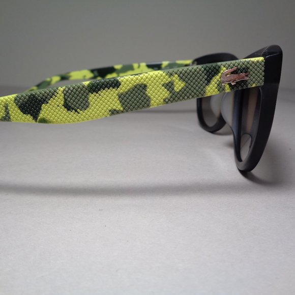 Lacoste L806SA Matte Solid Black Yellow Camouflage New Women\'s Sunglasses